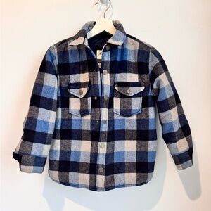 Gap Kids Blue and Black Quilted Plaid Shirt Jacket Size Medium